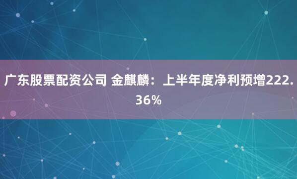 广东股票配资公司 金麒麟：上半年度净利预增222.36%